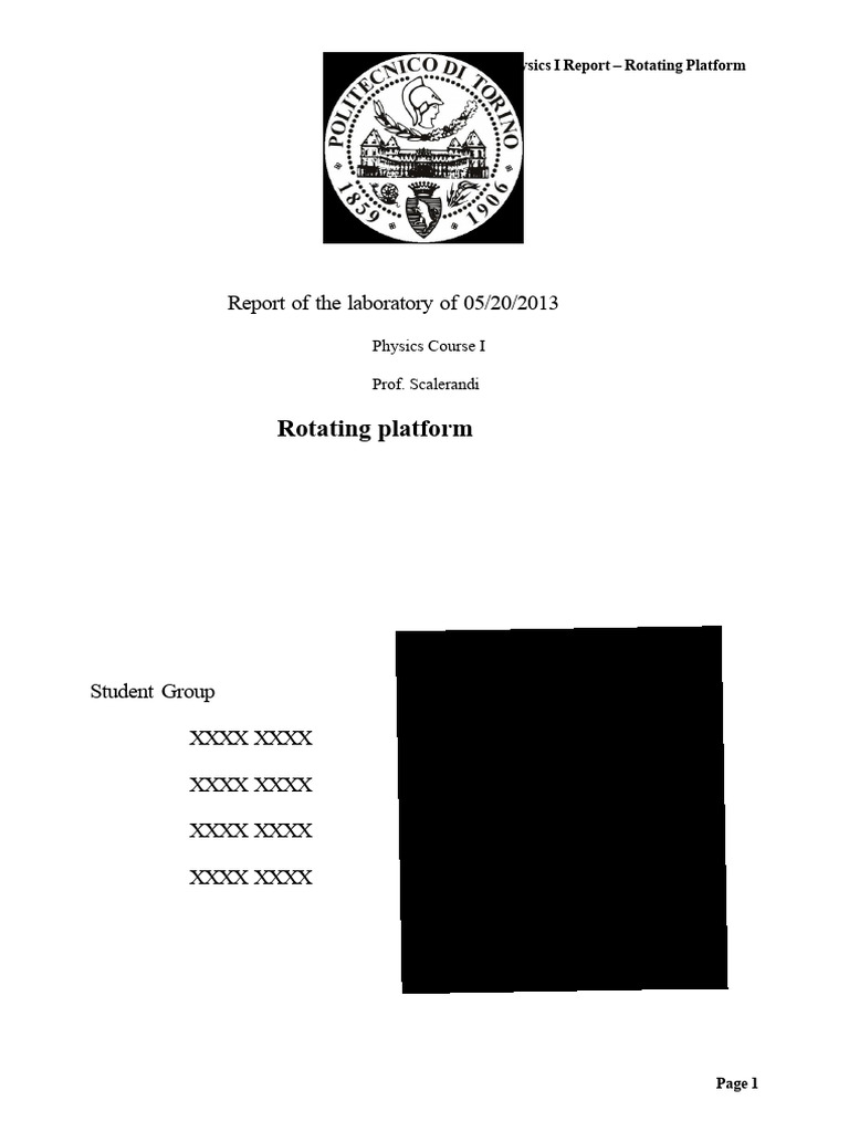 Rotating Platform Report (Physics I) | PDF | Force | Mass