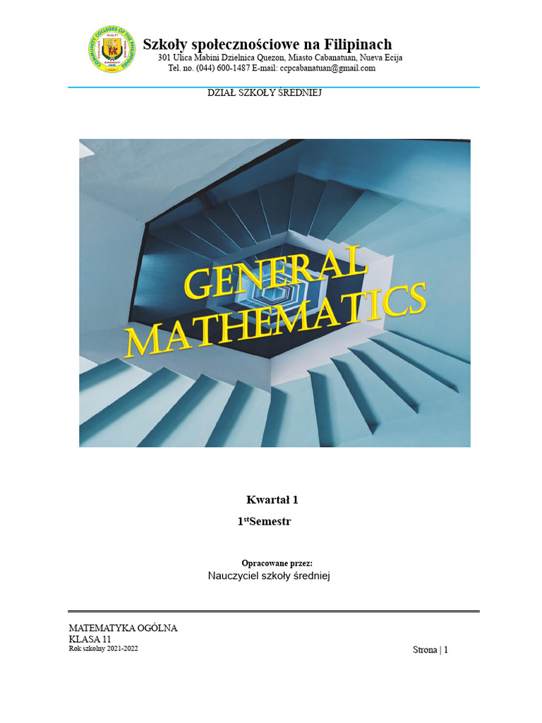 Moduł Matematyka Ogólna 2021-2022 | PDF