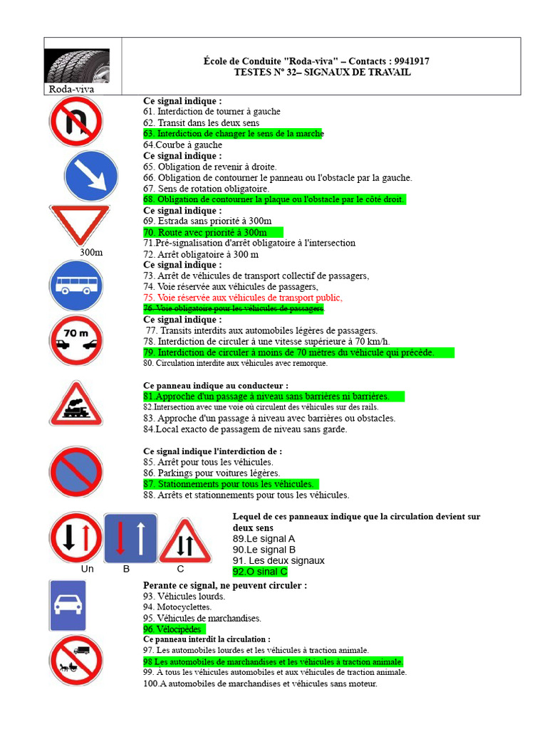Signaux de Trafic et Règlementation Routière | PDF | Aménagement ...