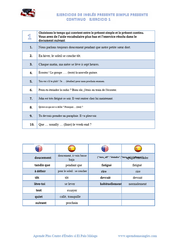 Choix entre présent simple et continu | PDF