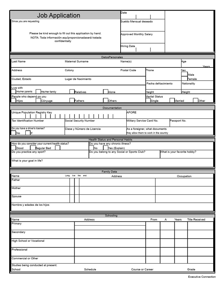 Job Application Form Template | PDF