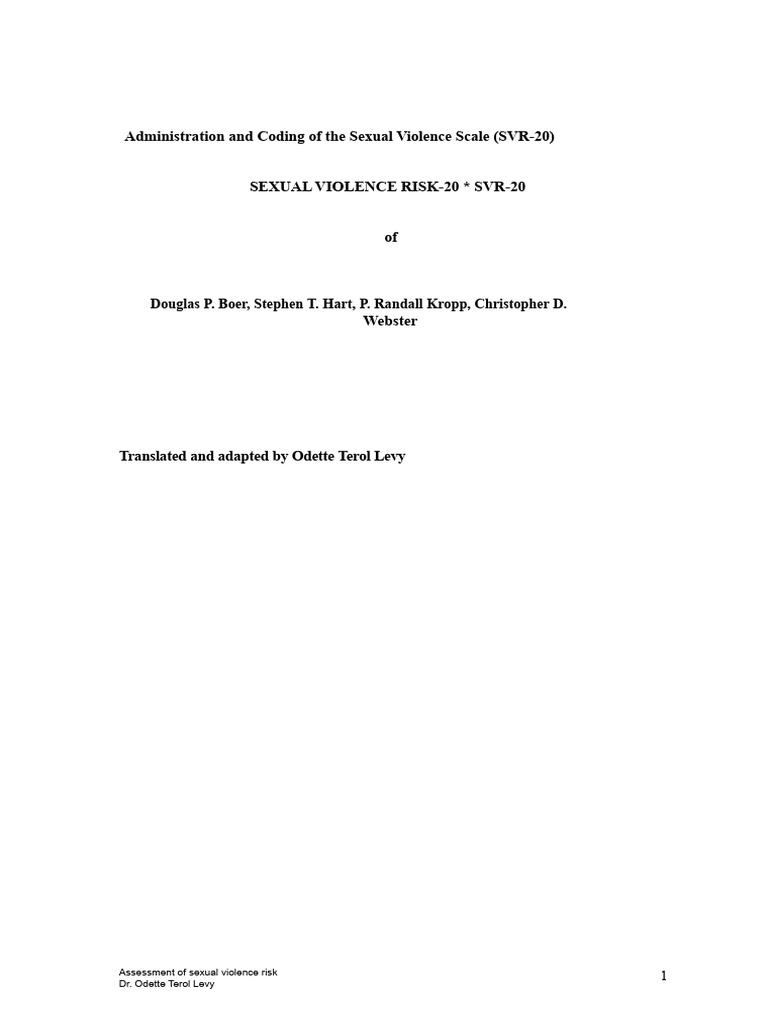 SVR-20 Sexual Violence Risk Assessment Guide | PDF | Violence | Mental ...