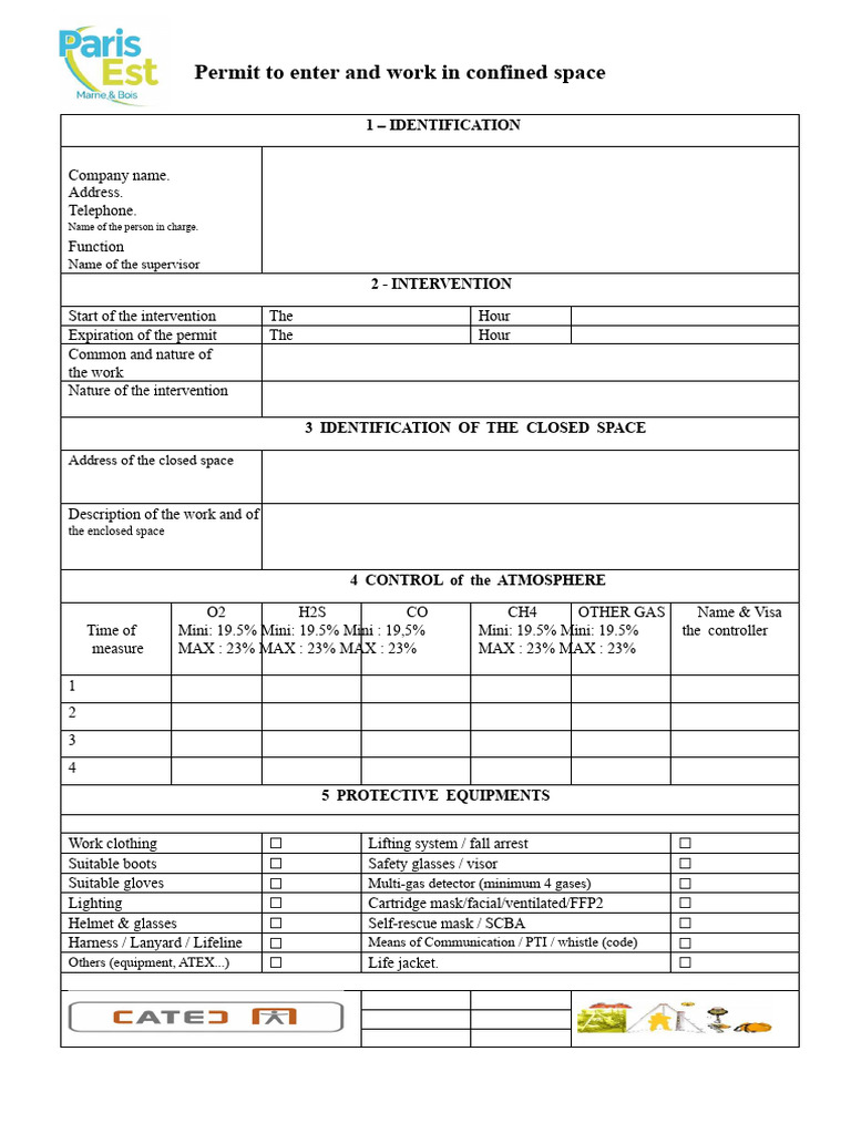 Confined Space Entry Permit Template | PDF | Safety | Occupational ...