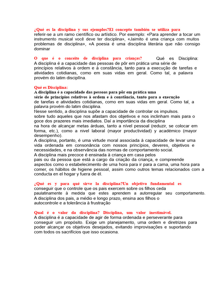 O que é disciplina e sua importância | PDF | Disciplinas