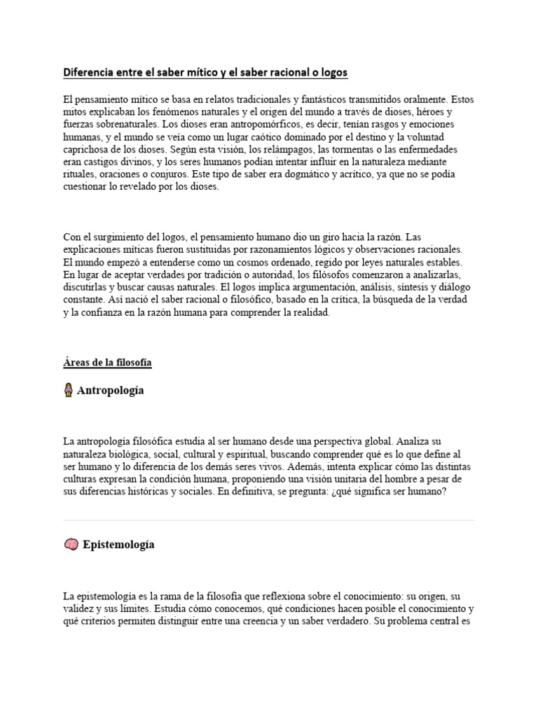 Diferencia Entre El Saber Mítico y El Saber Racional o Logos | PDF ...