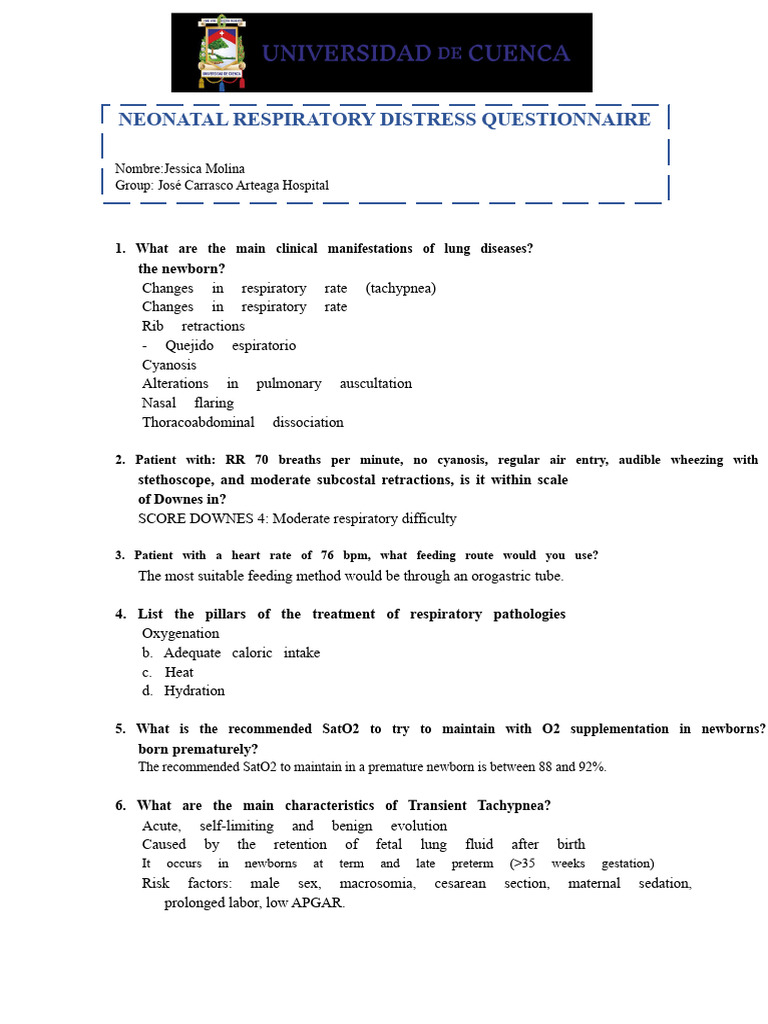 Neonatal Respiratory Distress Guide | PDF | Respiratory Diseases | Lung