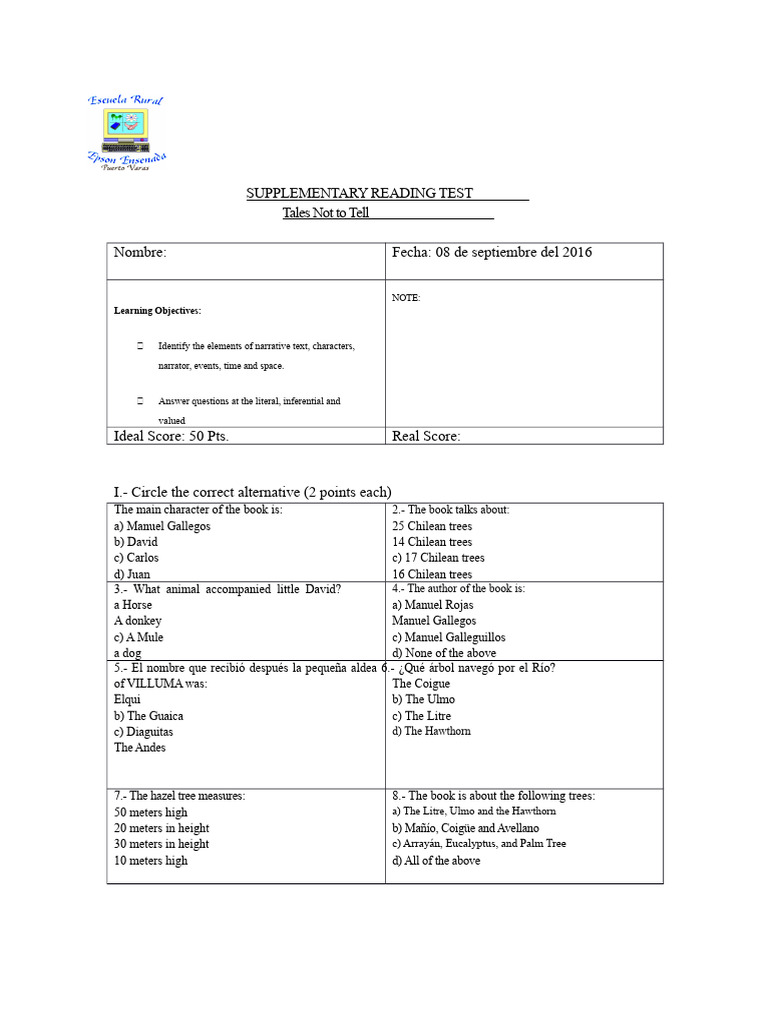 Supplementary Reading Test: Trees | PDF