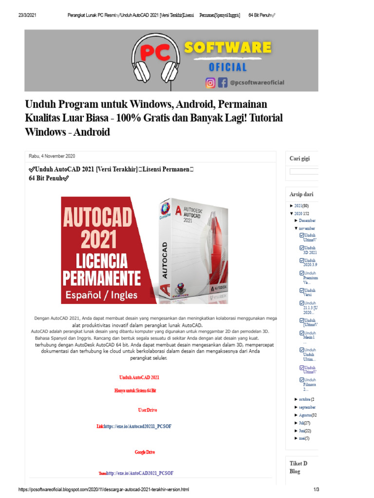 PC Software Resmi - Unduh AutoCAD 2021 (Versi Terakhir) ?lisensi ...
