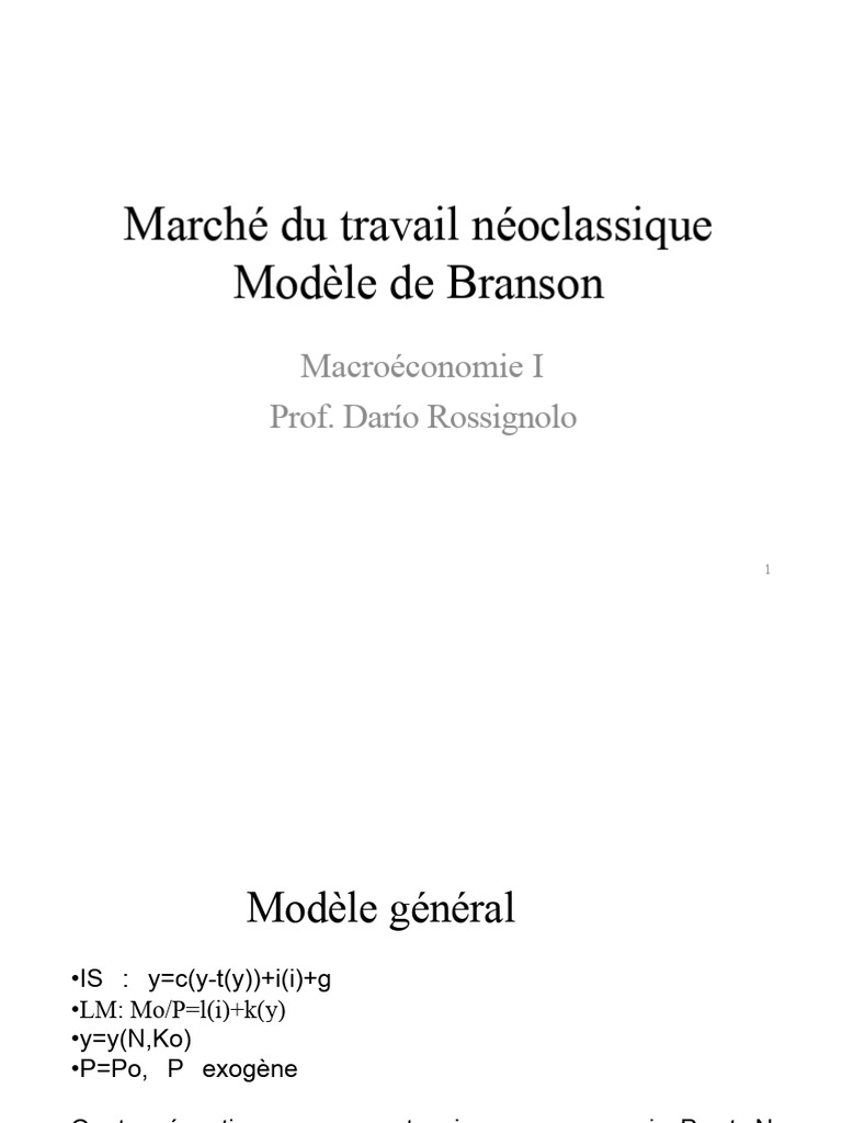 Modèle néoclassique du marché du travail | PDF | Offre et demande ...