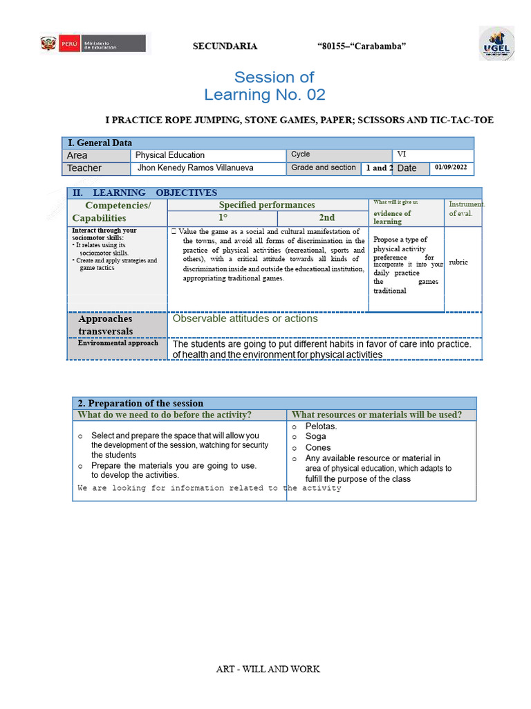 Physical Education: Traditional Games Session | PDF | Learning