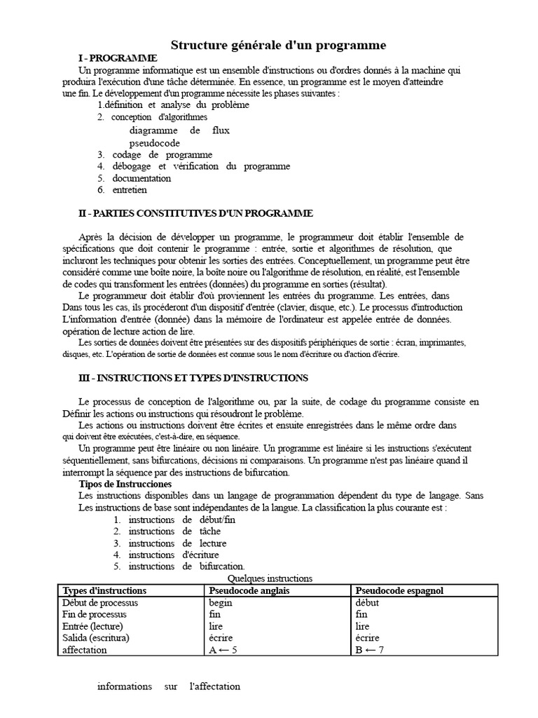 Structure d'un programme informatique | PDF | Programme informatique ...