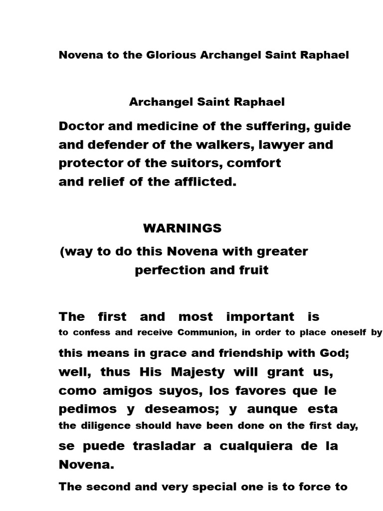 Novena To The Glorious Archangel Saint Raphael | PDF | Lord's Prayer ...