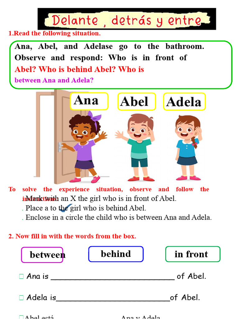 We Point Out Objects That Are in Front-Behind and Between 1° Teacher ...