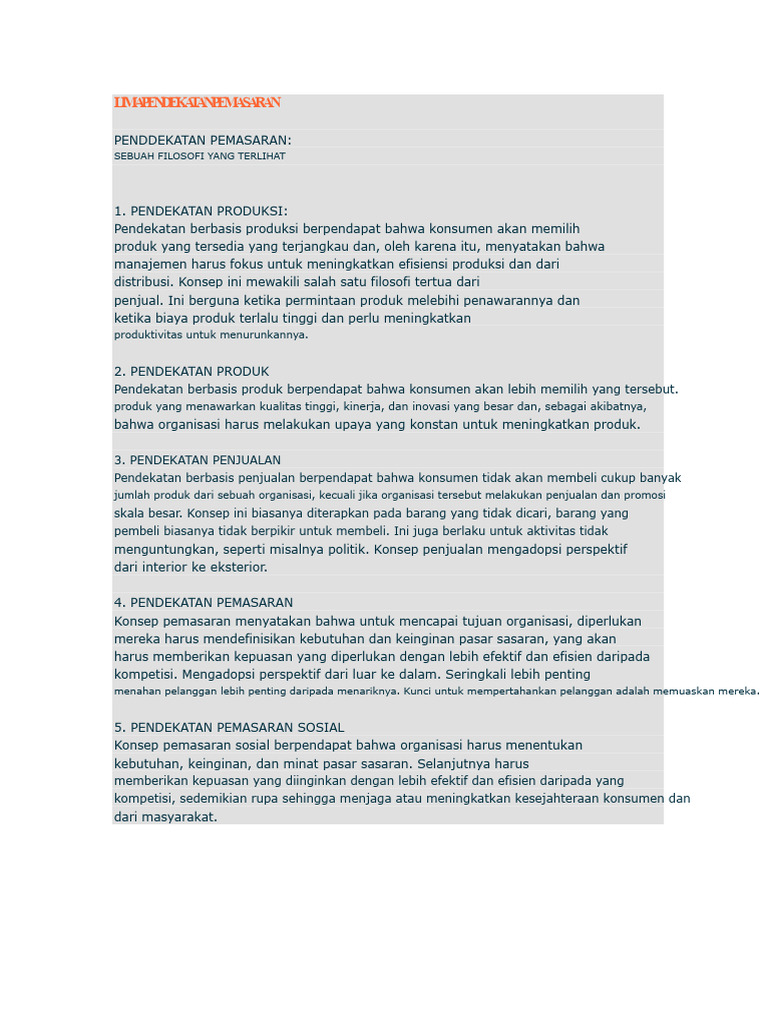 Lima Pendekatan Pemasaran Efektif | PDF