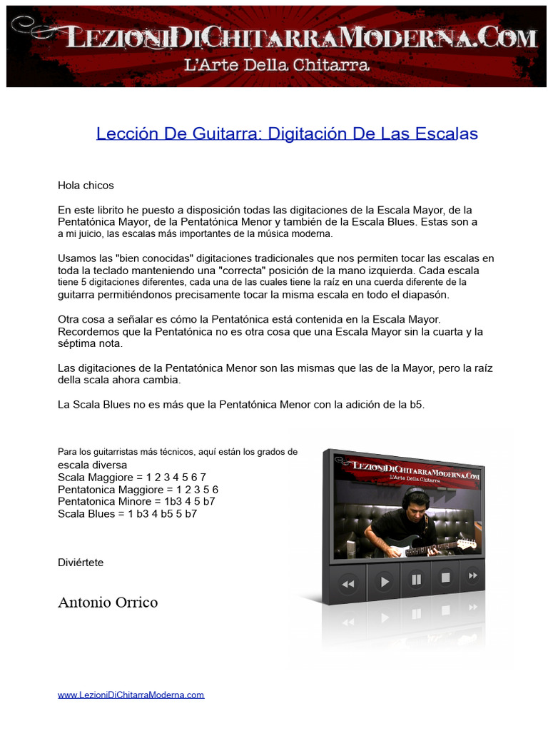 Lecciones de Guitarra: Digitación de Las Escalas | PDF | Escala (música ...