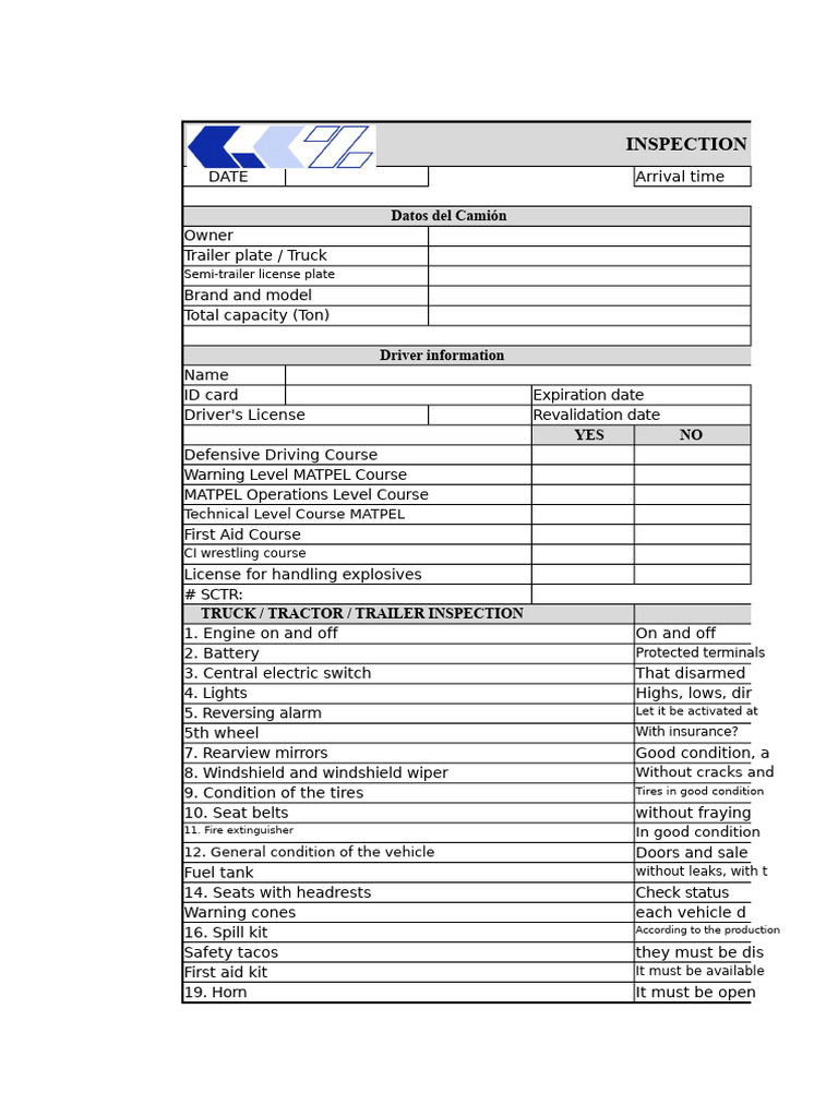 Comprehensive Truck and Trailer Inspection Checklist | PDF | Truck | Valve