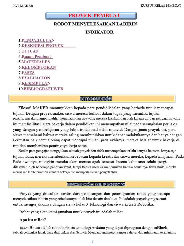 Proyek Robot Labirin untuk Siswa | PDF