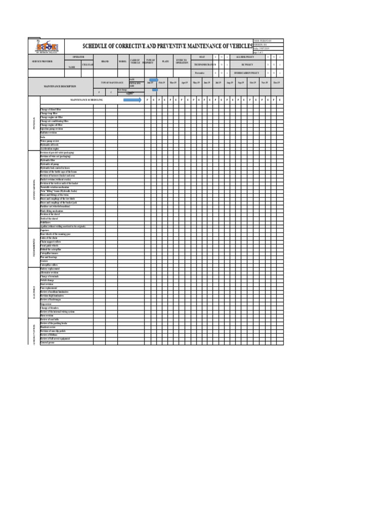 Vehicle Maintenance Schedule 2019 | PDF | Vehicles | Pump