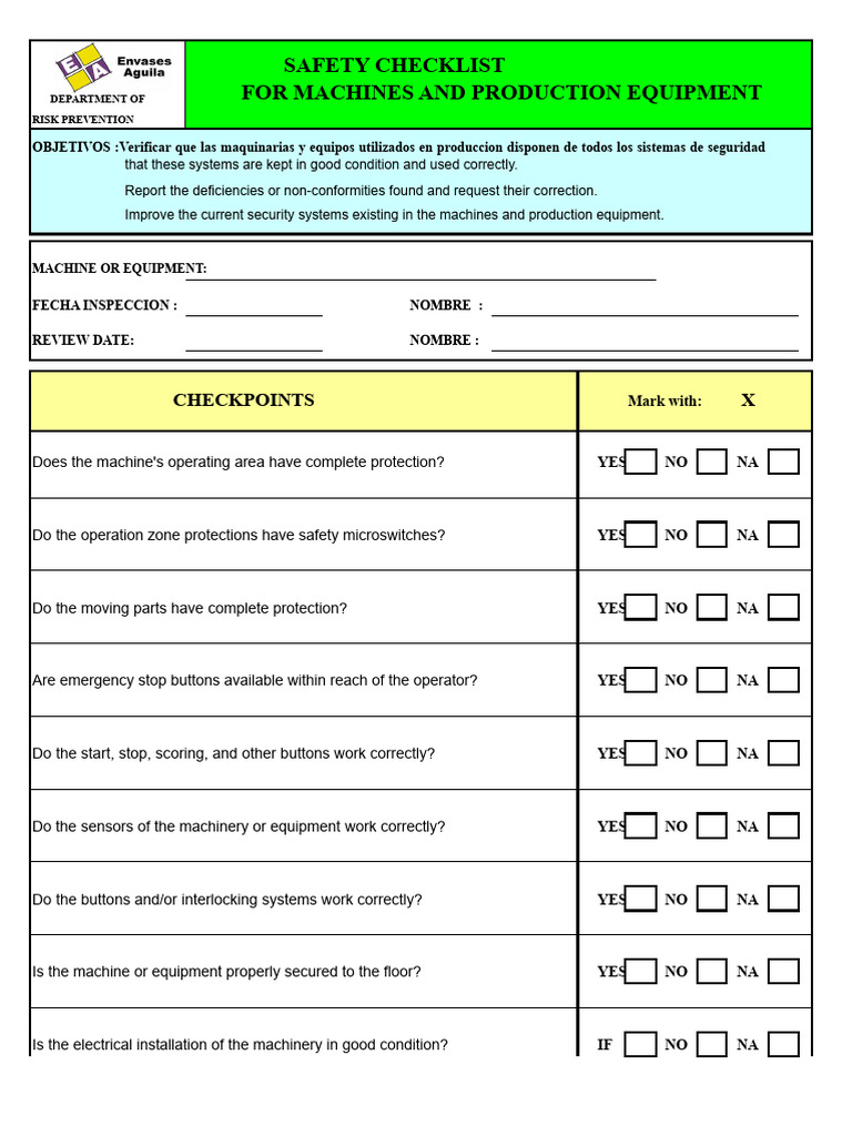 Machine Safety Checklist Guide | PDF