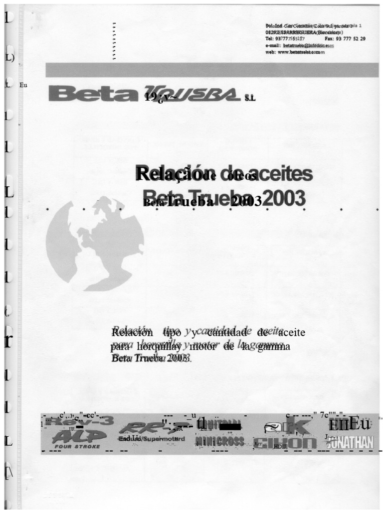 Aceites para Motocicletas Beta Trueba | PDF | Motociclismo | Vehículo ...