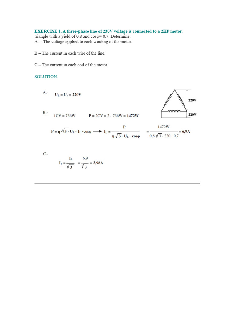 Three-Phase Motor Calculations and Analysis | PDF | Electric Motor ...
