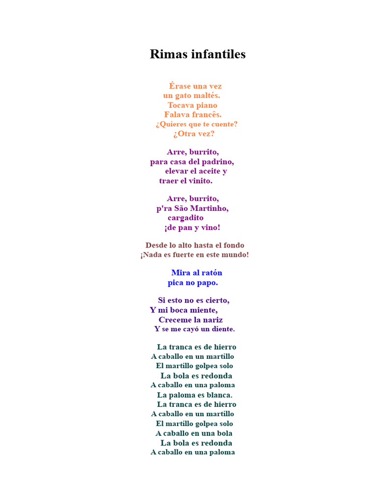 Rimas Infantiles | PDF