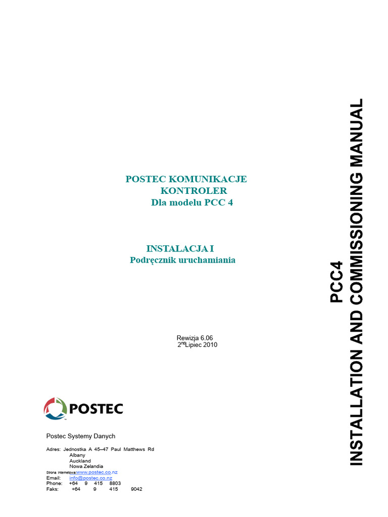 Podręcznik Instalacji I Uruchamiania PCC4 | PDF
