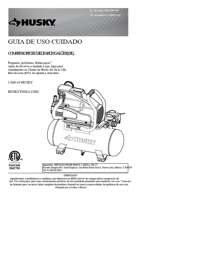 105077-m Compressor Husky | PDF | Fonte de energia | Conector elétrico