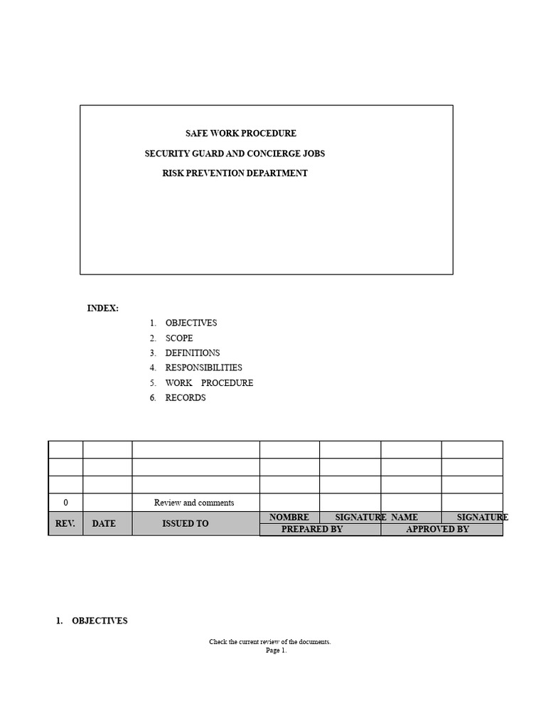 Security Guard Safe Work Procedures | PDF | Security Guard | Personal ...