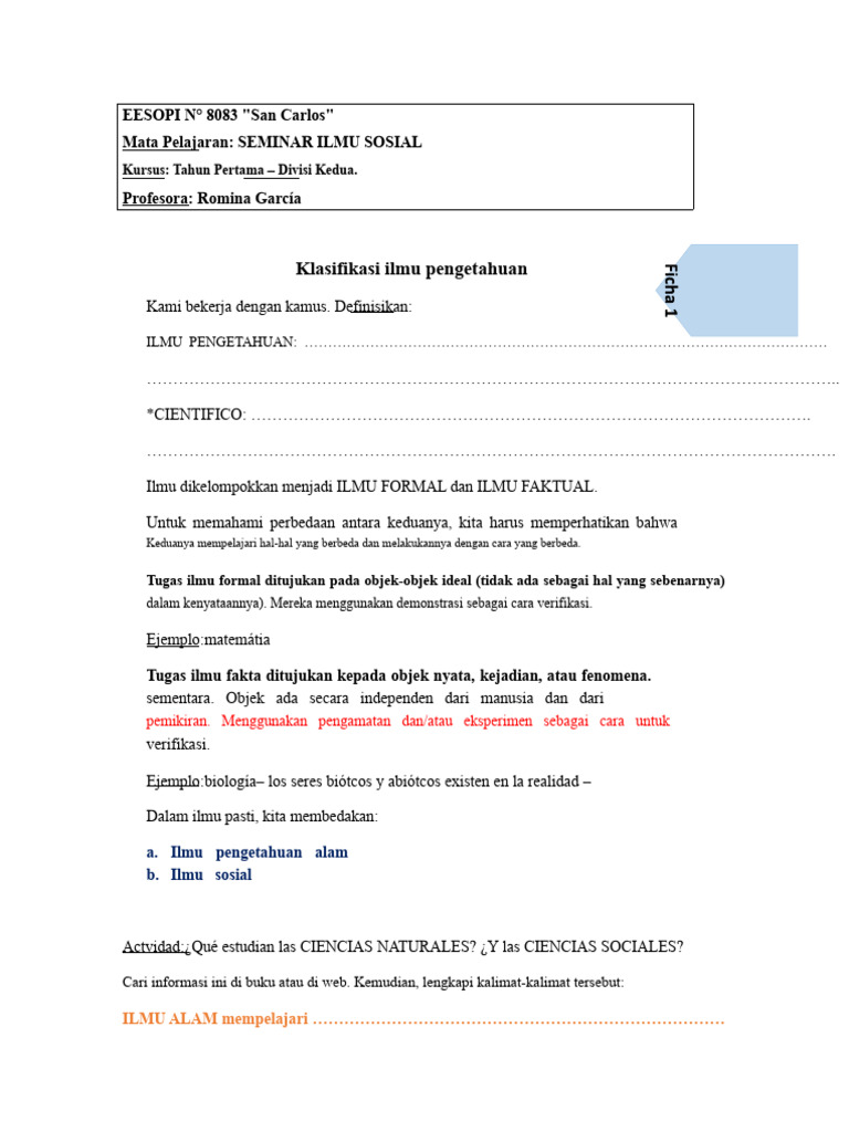 AKTIVITAS 2 - Klasifikasi Ilmu Pengetahuan | PDF