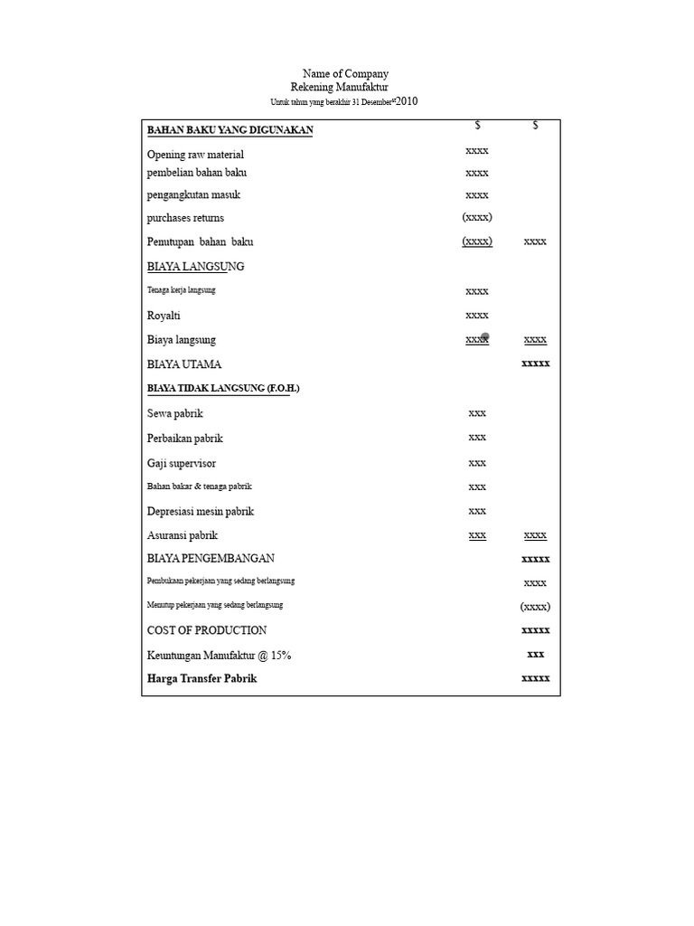 Format Akun Manufaktur | PDF
