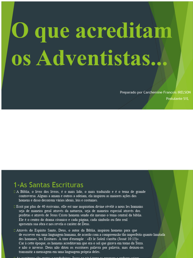 O Que Os Adventistas Acreditam | PDF | Presente espiritual | Shabat