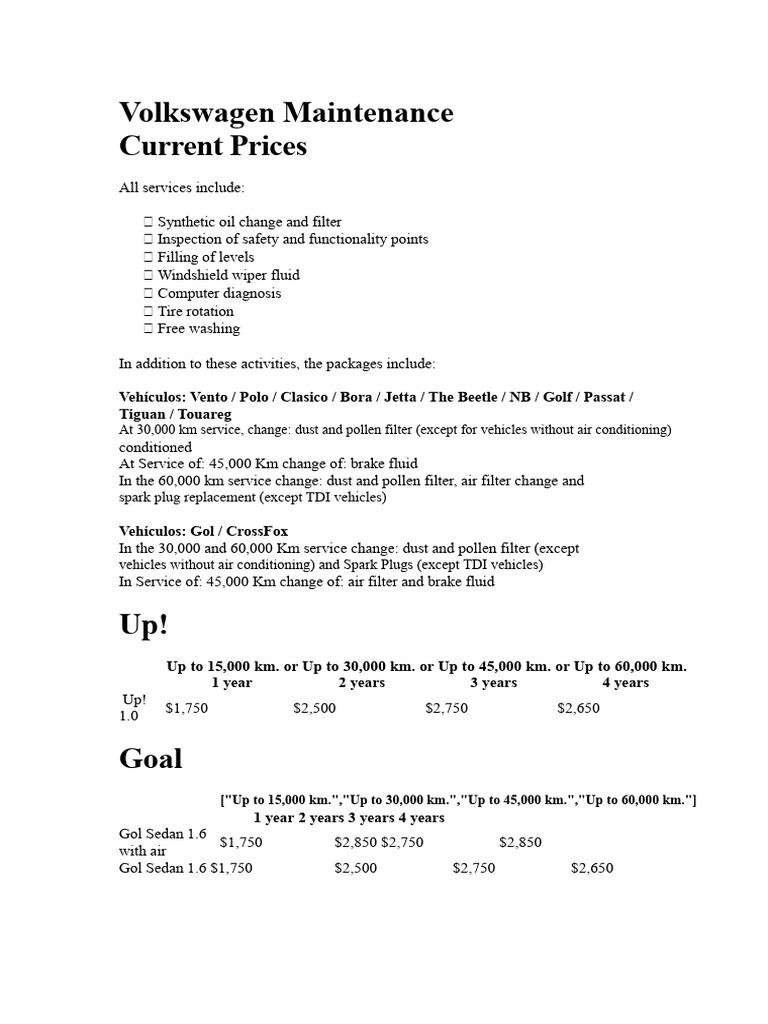 Volkswagen Maintenance | PDF | Volkswagen | Vehicles