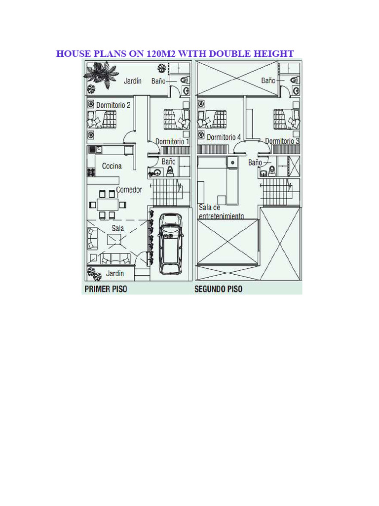 120m2 House Plans with Double Height | PDF | Room | Interior Design