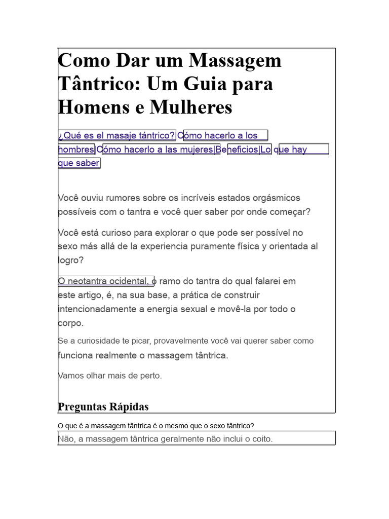 Guia Prático de Massagem Tântrica | PDF | Relação sexual | Orgasmo