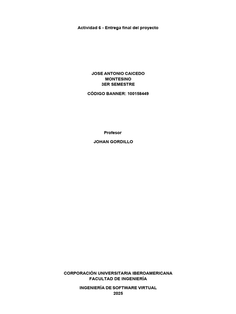 Actividad 6 - Entrega Final Del Proyecto | PDF | Lenguaje de modelado ...