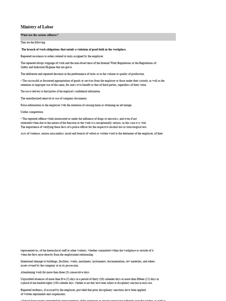 Serious Workplace Offenses Explained | PDF | Crimes | Crime & Violence