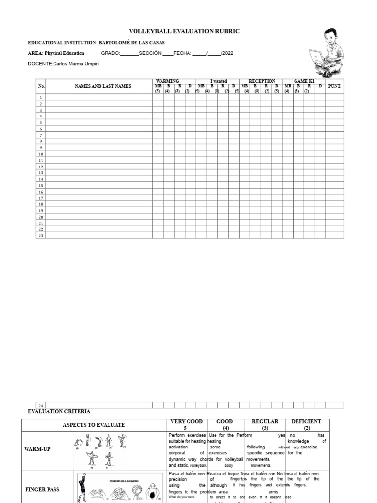Volleyball Evaluation Rubric | PDF