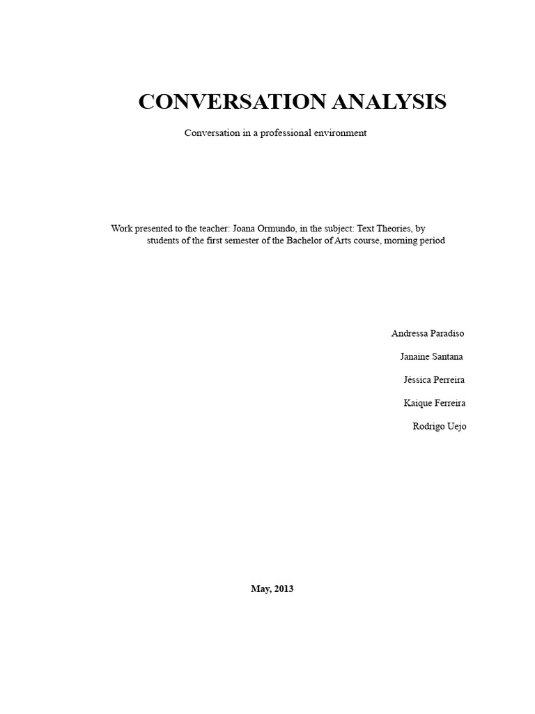 Analysis of The Conversation | PDF | Conversation | Linguistics