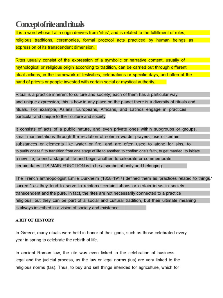 READING Concept of rite | PDF | Rituals | Spirituality