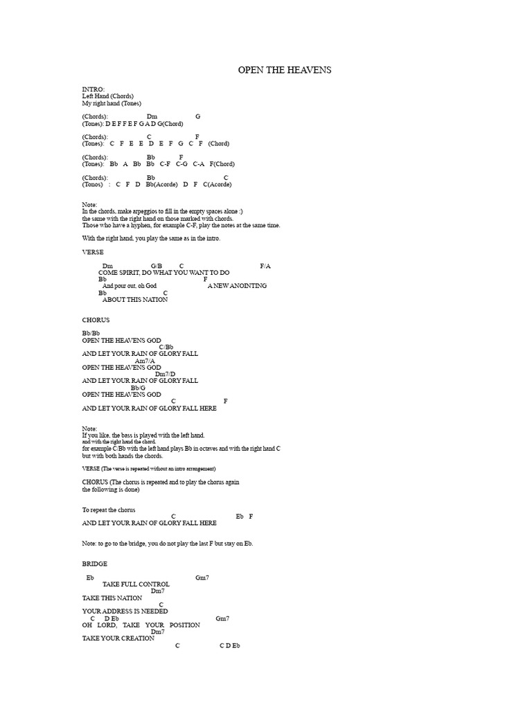 Worship Song Chords and Lyrics Guide | PDF | Song Structure | Jesus
