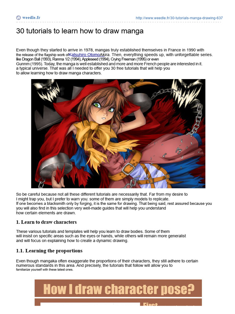 30 Free Manga Drawing Tutorials | PDF
