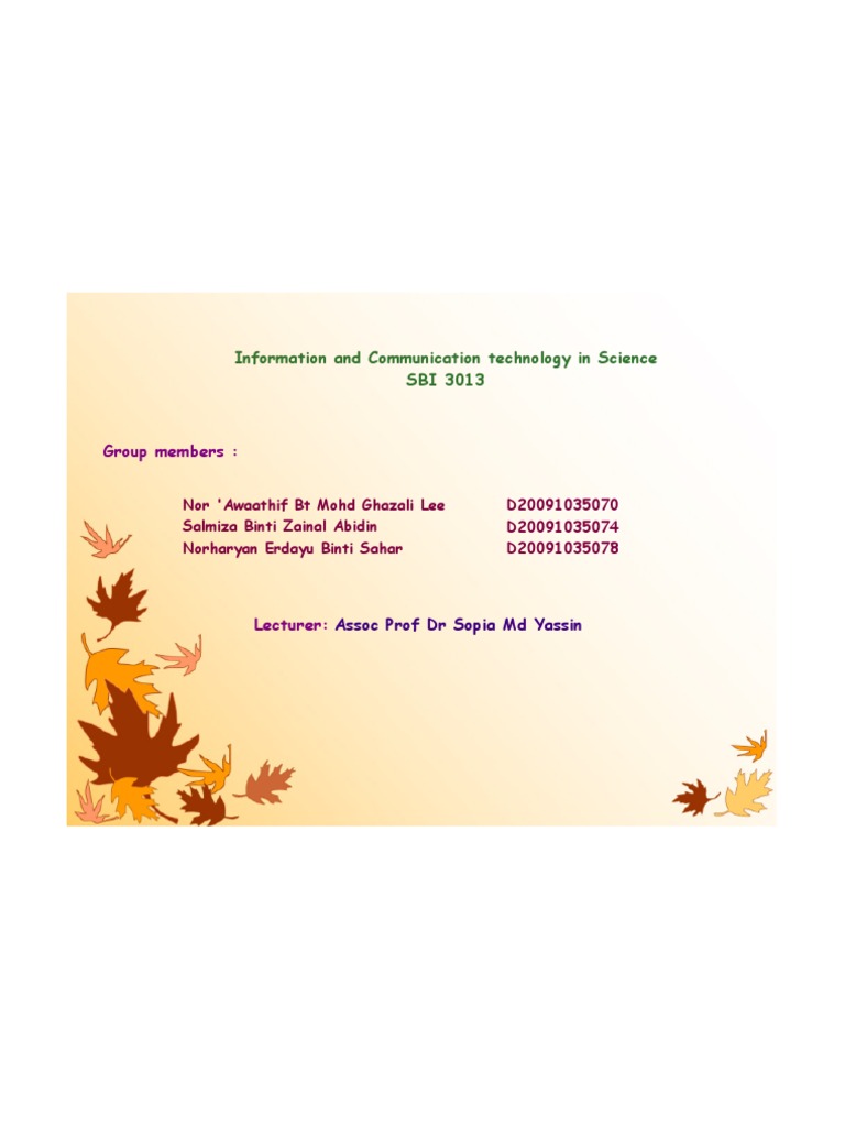 Information and Communication Technology in Science SBI 3013 | PDF