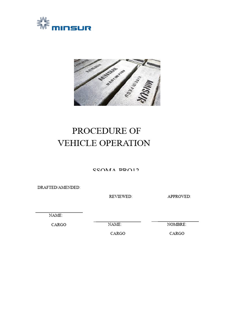 Vehicle Operation Procedure Manual | PDF | Vehicles | Seat Belt