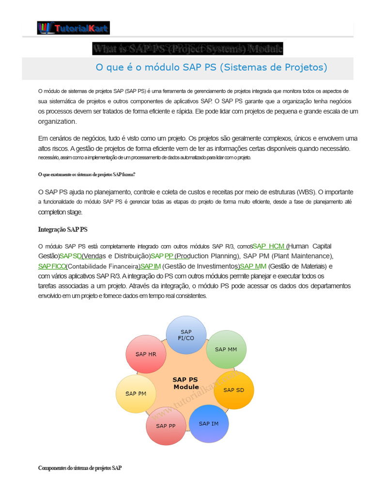 O Que e o Modulo Sap Ps Sistemas de Projetos | PDF | Gestão de recursos ...