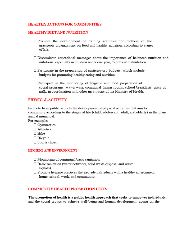 Monograph On Healthy Community | PDF | Health Promotion