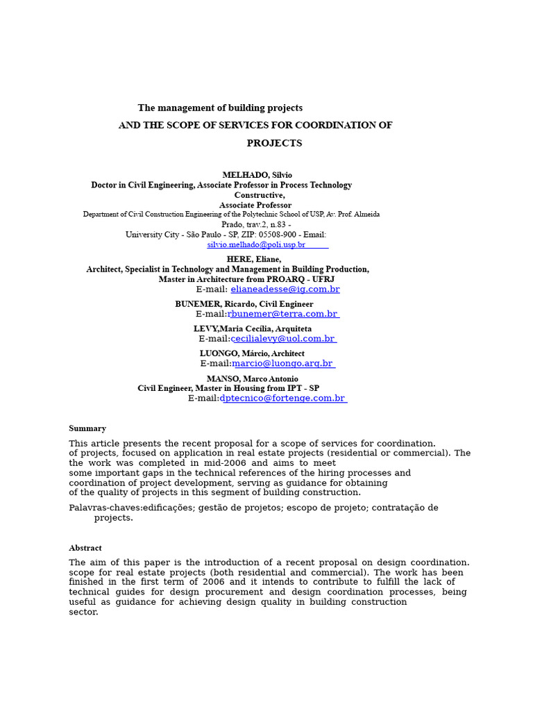 Project Coordination Scope in Construction | PDF | Project Management ...