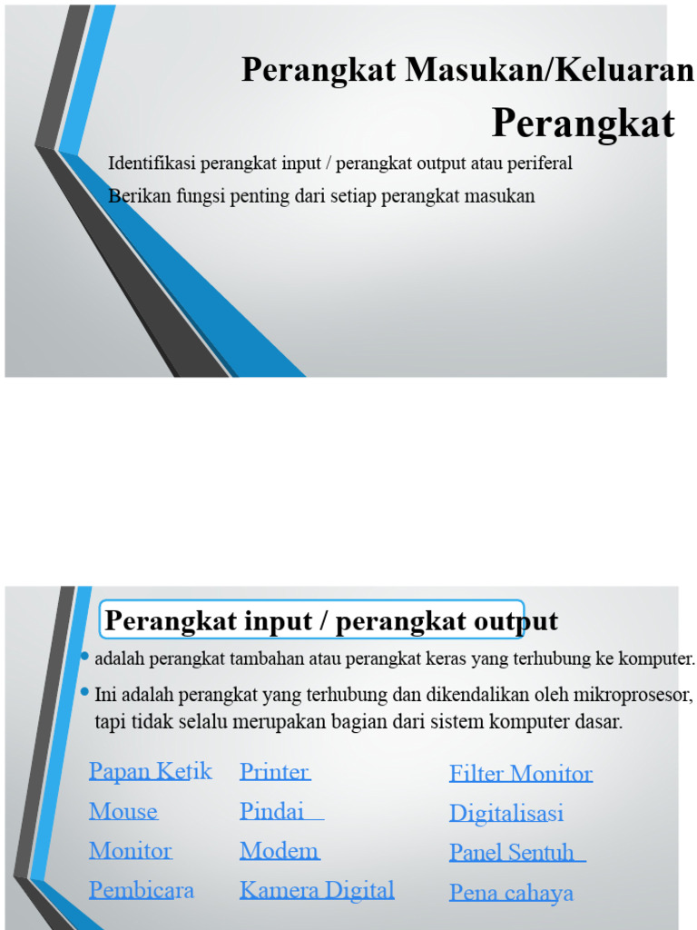 Perangkat Input dan Output Komputer | PDF