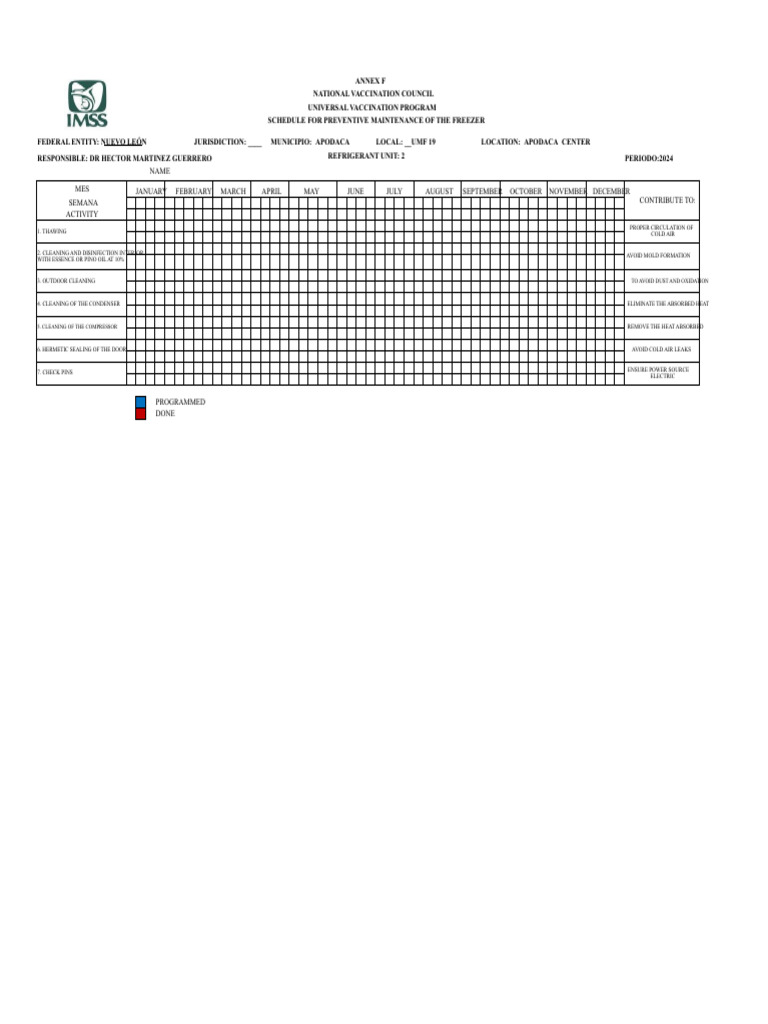 Freezer Maintenance Schedule 2024 | PDF | Refrigerator | Heat Transfer