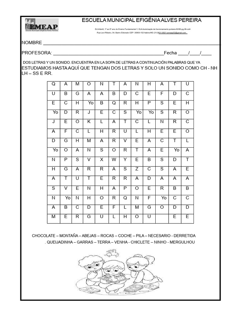 Sopa de Letras CH NH LH RR Ss | PDF